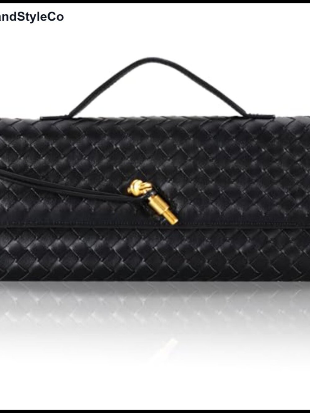 PU Leather Woven Evening Clutch with Adjustable Strap Women's Handbag